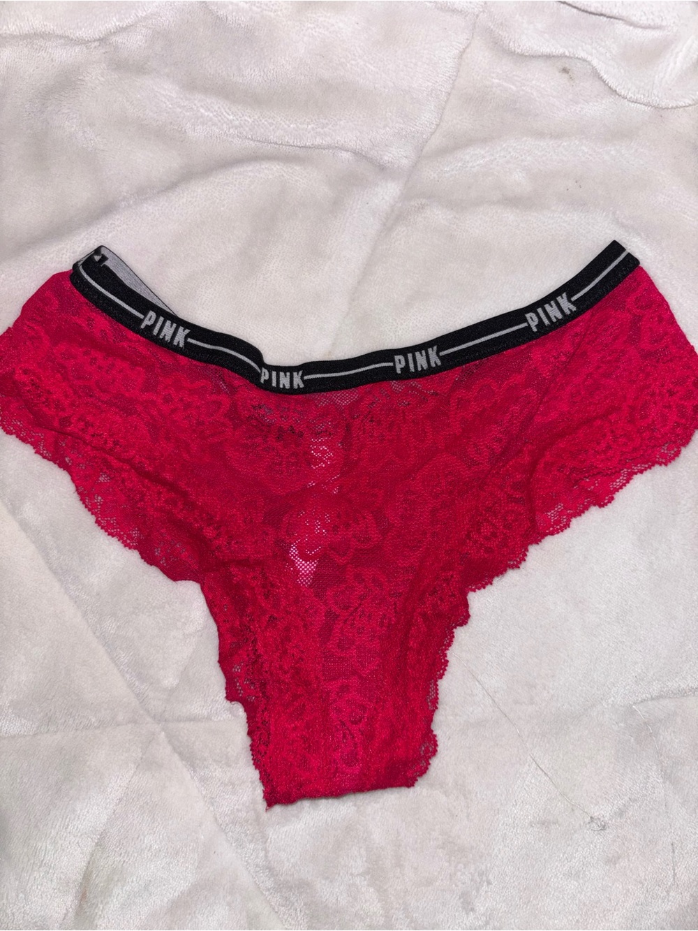 Lace  in Bright Red with Branded Waistband